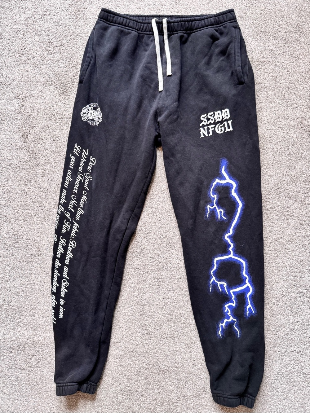Darc Sport Lightning Wolves Graphic Sweatpants Size Medium Black Training